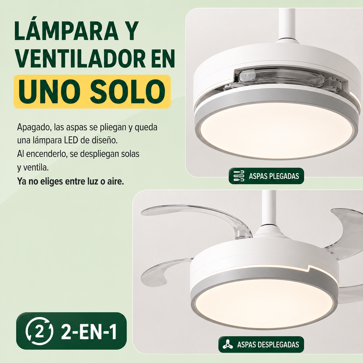 Lámpara o ventilador: en tu salón ya no tienes que elegir