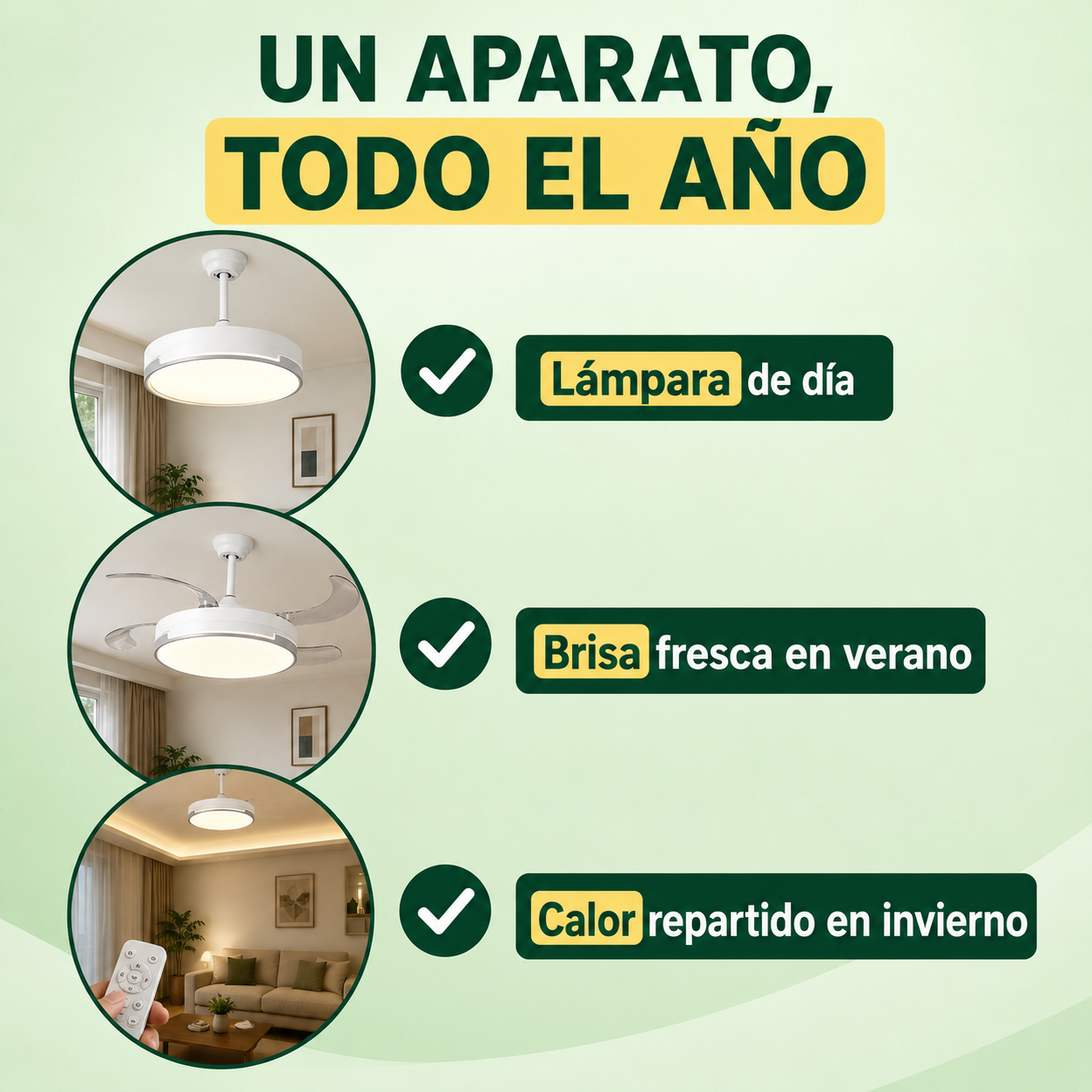 Ventilador de Techo AERIS – Lámpara de día, brisa fresca de noche